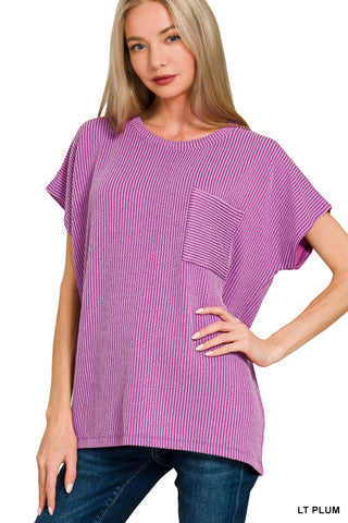 Beth Striped Oversize Top •Light Plum