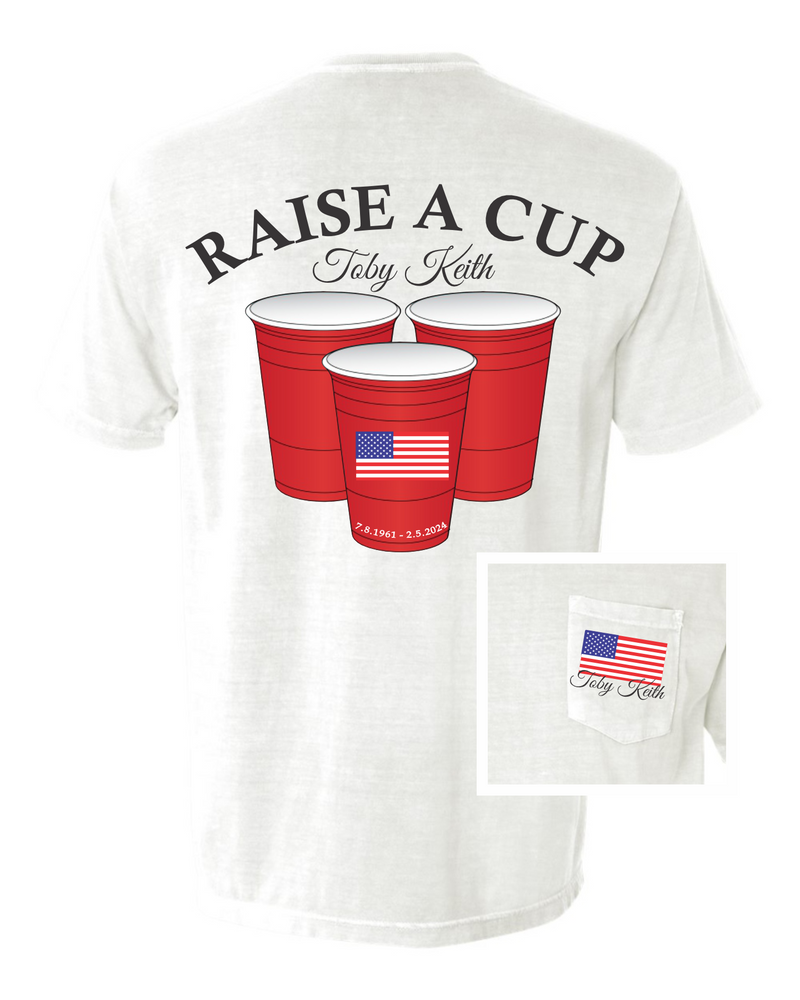 Raise A Cup Toby Keith Short Sleeve Tee • White