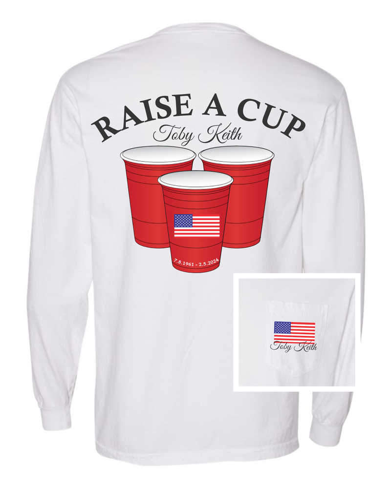 Raise A Cup Toby Keith Long Sleeve Tee • White
