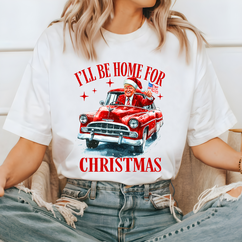 Ill Be Home Red Truck Trump Tee • White