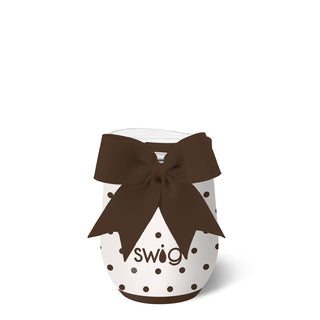 SwigLife™ 12oz Stemless Wine Cup • Mocha Dots