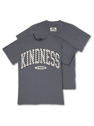 Polka Dot 'Kindness' Mineral Wash Graphic Tee • Gray