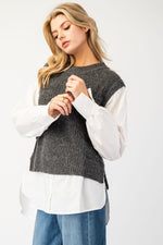 Business Brunch Sweater Vest Top • Charcoal