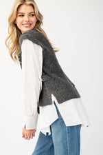 Business Brunch Sweater Vest Top • Charcoal