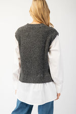 Business Brunch Sweater Vest Top • Charcoal