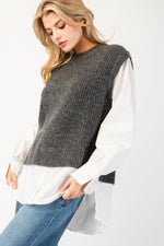 Business Brunch Sweater Vest Top • Charcoal