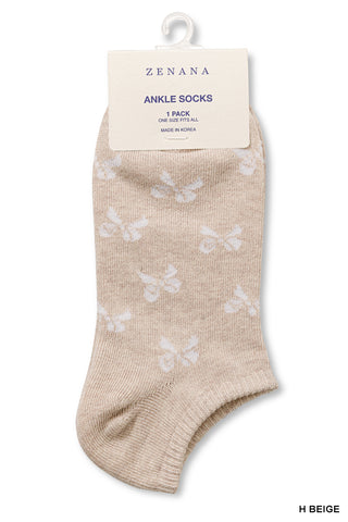 Ribbon Printed Socks • Honey Beige