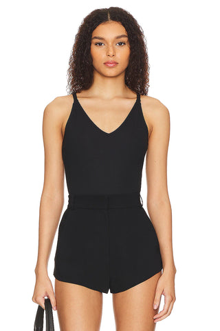 Suit Yourself Ribbed V-Neck Tank Bodysuit • Classic Black