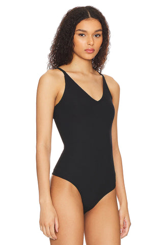 Suit Yourself Ribbed V-Neck Tank Bodysuit • Classic Black