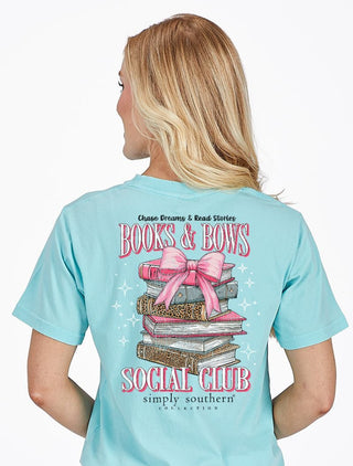 Books & Bows Social Club Tee • Aqua