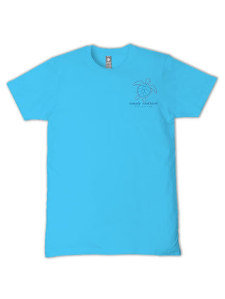 Adult Floral Bow Sea Turtle Tee • Lagoon Blue