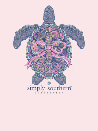 Adult Sea Turtle Mandala Bow Tee • Rosy Pink