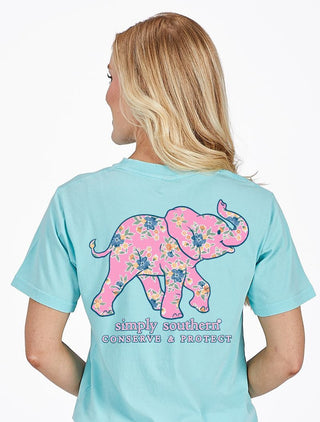 Simply Southern Pink Elephant Tee • Aqua