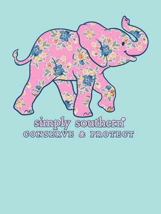 Simply Southern Pink Elephant Tee • Aqua