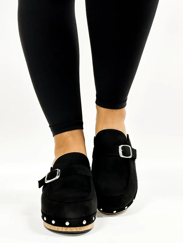 Just Precious Wedge • Black Faux Suede