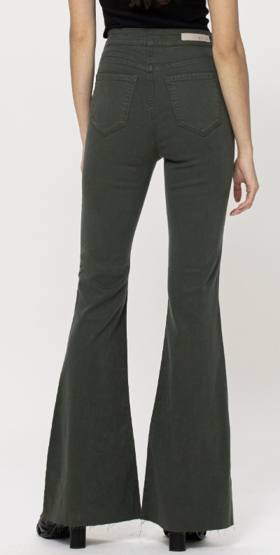 Forest Green High Rise Super Flare Jeans
