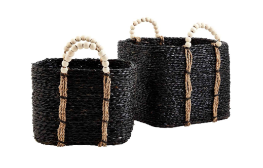 Bead Handle Black Basket Set