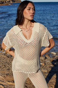 Balmy Crochet Knit Top • Cream