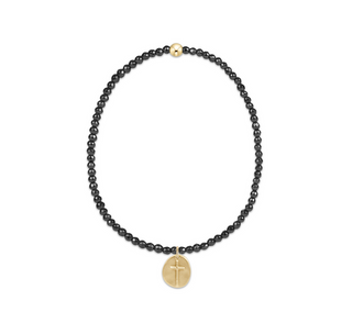 Faceted Hematite 2mm Bead Bracelet - Inspire Small Gold Charm