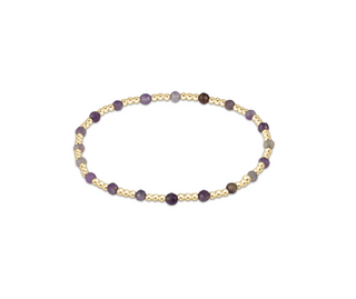 Gemstone Gold Sincerity Pattern 3mm Bead Bracelet • Amethyst