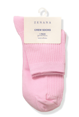 Ribbed Crew Socks • Pink