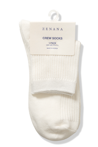 Ribbed Crew Socks • White