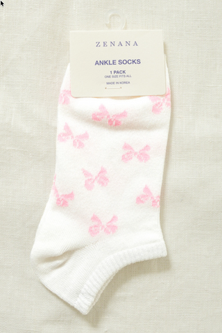 Ribbon Printed Socks • White