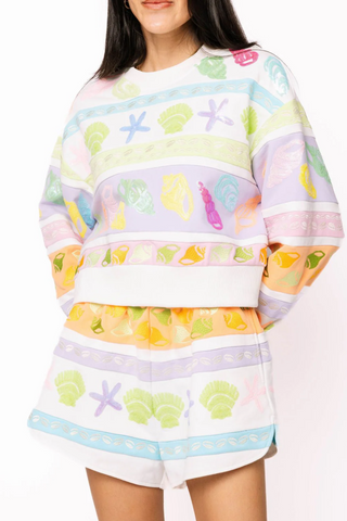 QOS Colorblock Stripe Shell Sweatshirt
