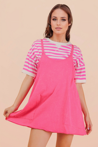 Valeria Mineral Wash Knit Dress • Hot Pink