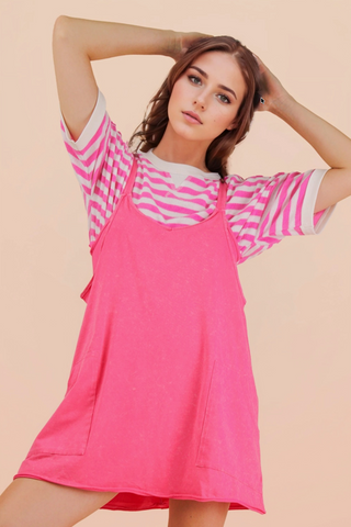 Valeria Mineral Wash Knit Dress • Hot Pink