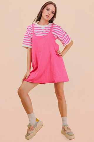 Valeria Mineral Wash Knit Dress • Hot Pink