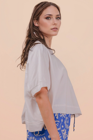 Jaycie Mineral Wash Oversize Crop Top • White