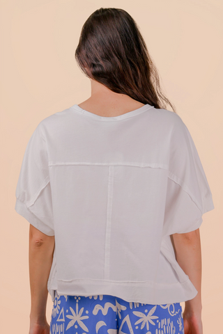 Jaycie Mineral Wash Oversize Crop Top • White