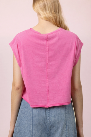Junie Mineral Wash Sleeveless Top • Pink