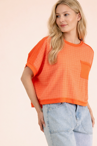 Janessa Dolman Sleeve Textured Knit Top • Coral