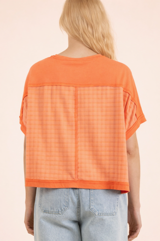 Janessa Dolman Sleeve Textured Knit Top • Coral