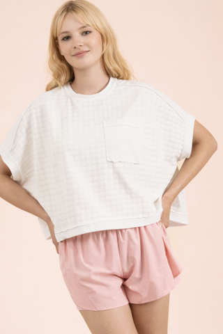 Janessa Dolman Sleeve Textured Knit Top • White