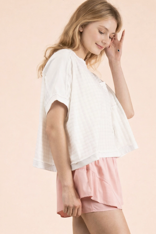 Janessa Dolman Sleeve Textured Knit Top • White
