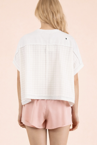 Janessa Dolman Sleeve Textured Knit Top • White