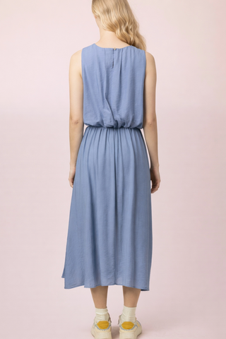 Joelle Pleated Bubble Blouse Top & Skirt Set • Denim