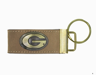 UGA Leather & Brass Concho Key Fob