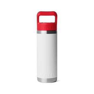 Rambler® 18oz Straw Bottle + Color-Match Cap • White/Rescue Red/Badge