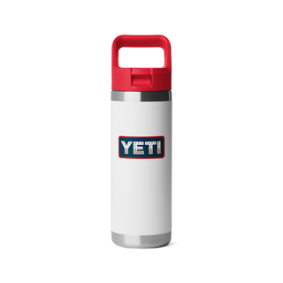 Rambler® 18oz Straw Bottle + Color-Match Cap • White/Rescue Red/Badge