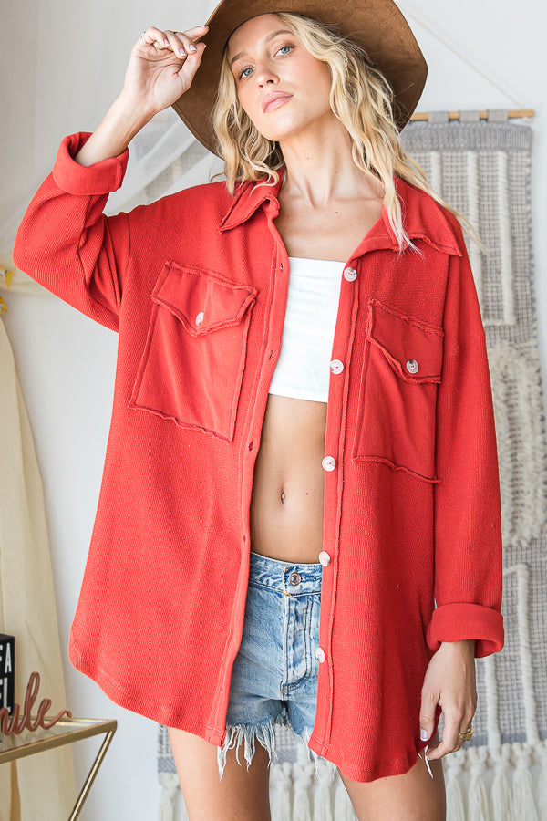 Loop French Terry Cloth Jacket • Tomato Red
