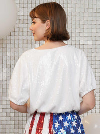 USA Crop Sequin Top