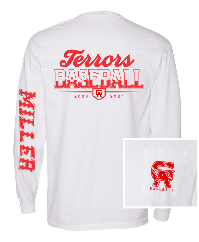 Terrors Baseball Fan Tee Long Sleeve • White