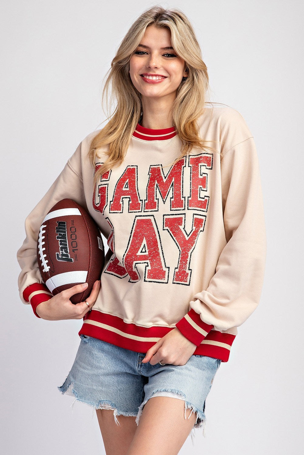 Final Quarter " Game Day" Pullover Sweater • Oatmeal