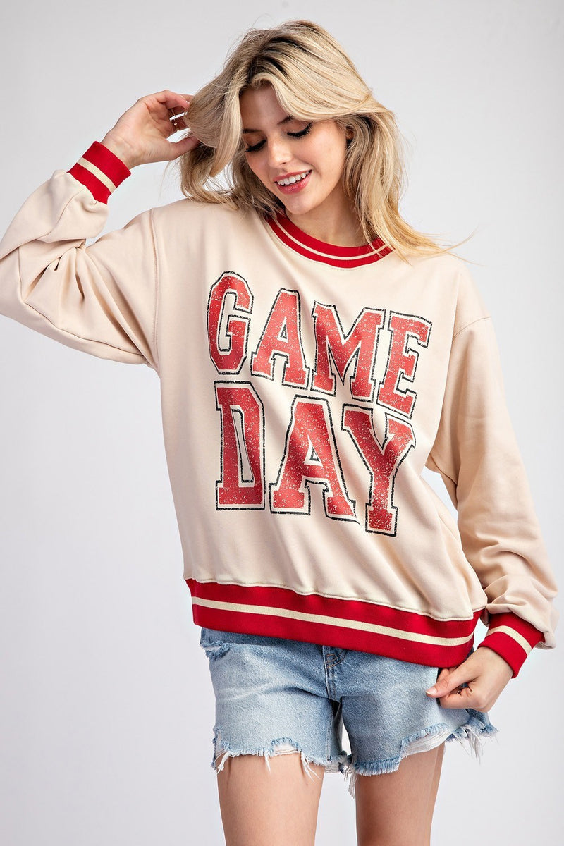 Final Quarter " Game Day" Pullover Sweater • Oatmeal