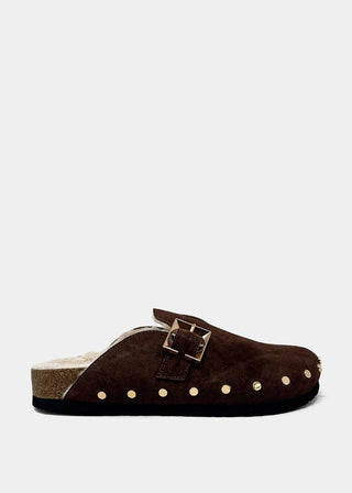Tori Studded Slide • Brown Suede