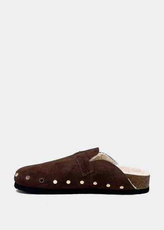 Tori Studded Slide • Brown Suede